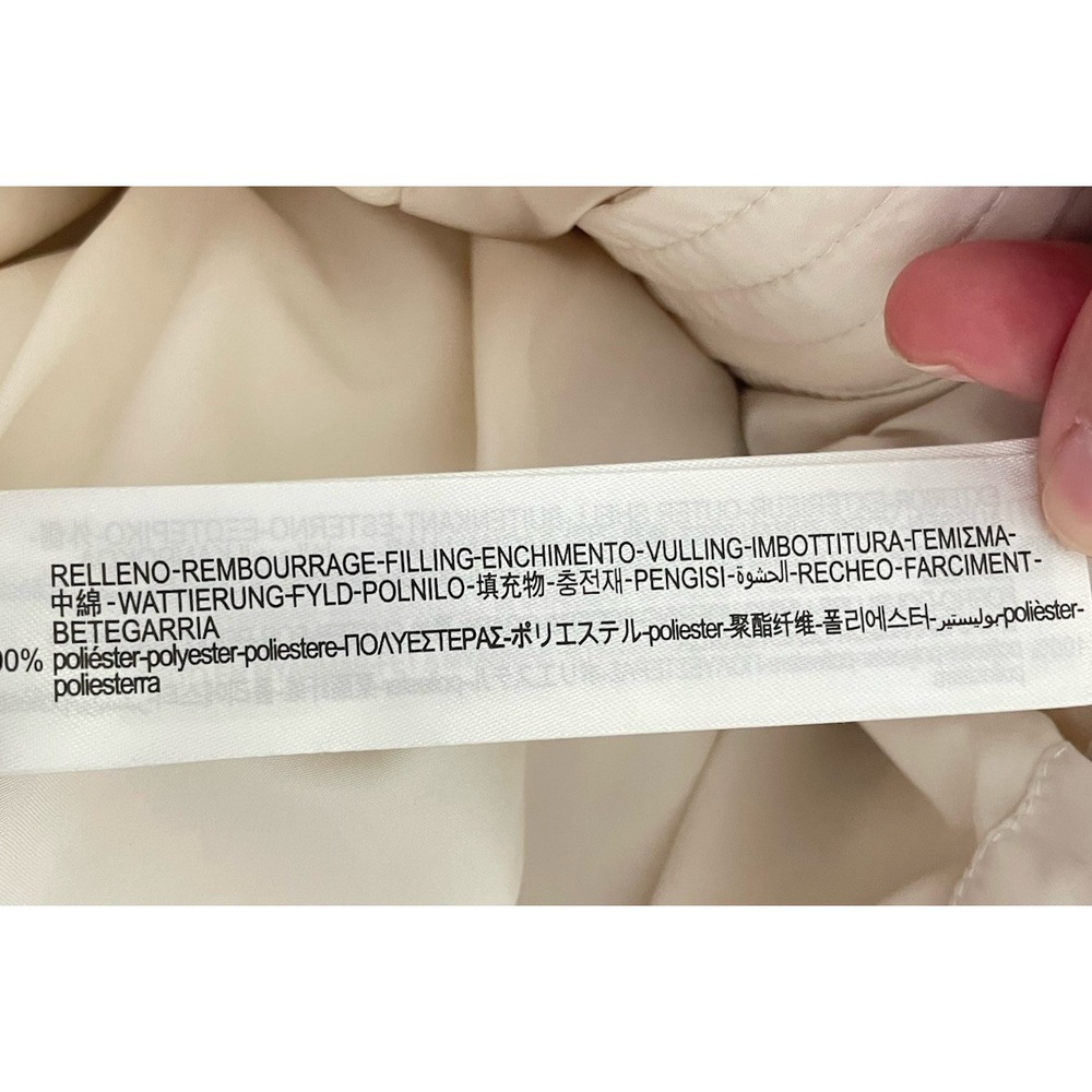 Zara Cream Ivory Puffer Coat Hooded Crop Jacket Anorak Size Large - Picture 5 of 6